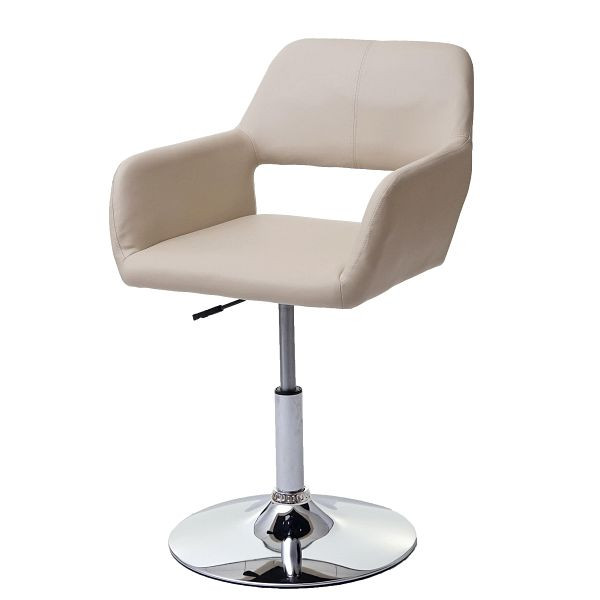 Mendler eetkamerstoel HWC-A50 III, stoel keukenstoel, retro jaren 50, kunstleer, creme, chromen onderstel, 63927
