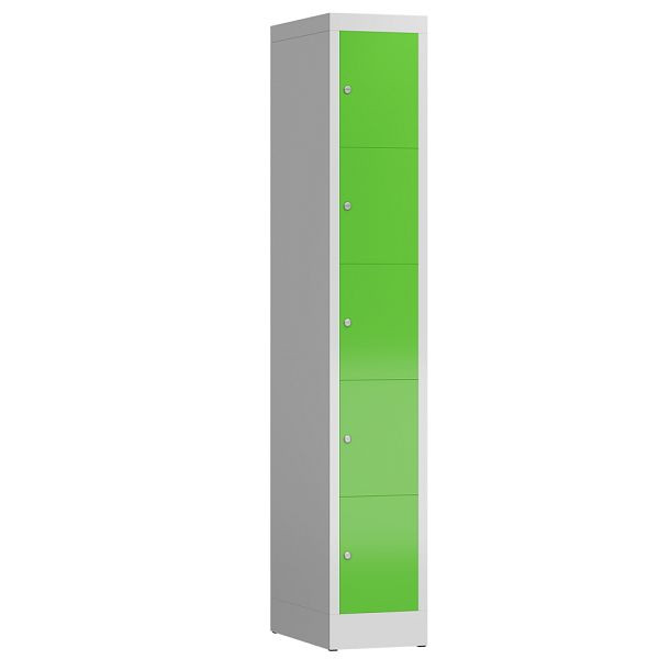 Lüllmann ClassiX lockerkast, 1 compartiment, 5 compartimenten, 1800 x 310 x 500 mm, lichtgrijs/geelgroen, X-520515