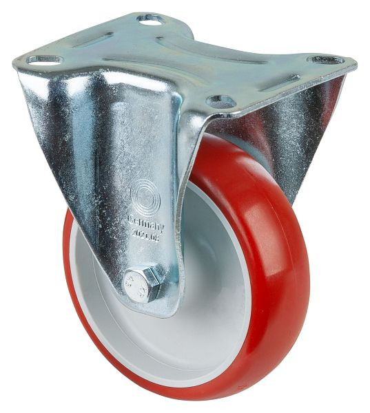 BS-rollen transportrol, wielbreedte 30 mm, wiel-Ø 100 mm, draagvermogen 125 kg, rood polyurethaan, rollager, plaat, VE = 2 stuks, L410.B31.100
