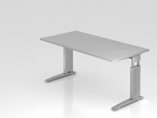 Hammerbacher bureau C-poot 160x80cm grijs/zilver, werkhoogte 68-86 cm verstelbaar, VUS16/5/S