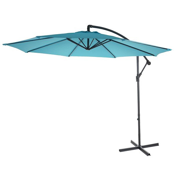 Mendler Acerra verkeerslichtparaplu, zonnescherm, Ø 3m kantelbaar, polyester/staal 11kg, turkooisblauw zonder standaard, 46813