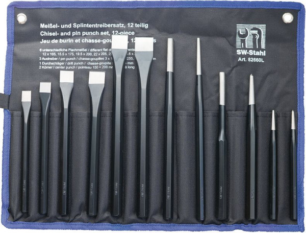 SW-Stahl beitel- en ponsset, 12-delig, 82660L