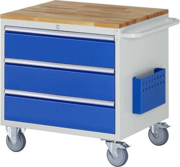 RAU montagewagen serie 7000, massief beukenhouten blad, 3 x lade maat XL, 770x795x650 mm, 05-XL3.0A-B.11
