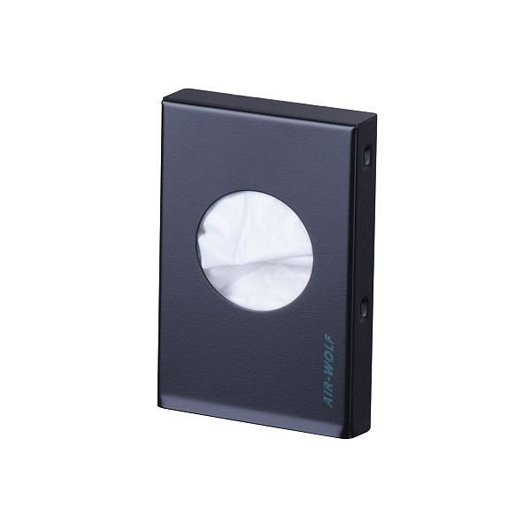 Air Wolf hygiënezakjesdispenser, Omega-serie, H x B x D: 145 x 93 x 24 mm, mat zwart gecoat roestvrij staal, 29-555