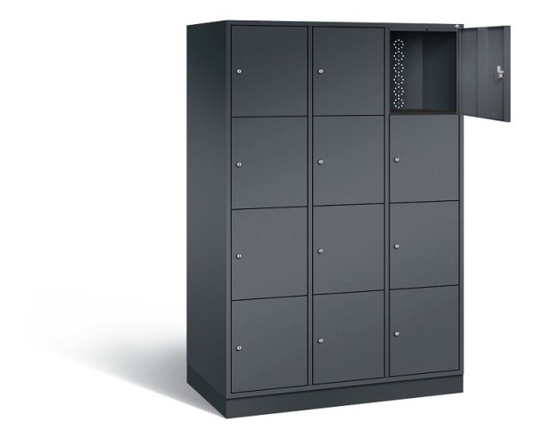 C+P XL lockerkast Intro, H1950xB1220xD590mm, kleur: zwart-grijs, 8470-303 S10079