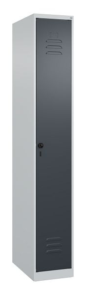 C+P kleedkamerkast Classic PLUS met middenwand, 1850x300x500mm, 7035/7016, veiligheidsdraaigrendel, 080000-10F S10028