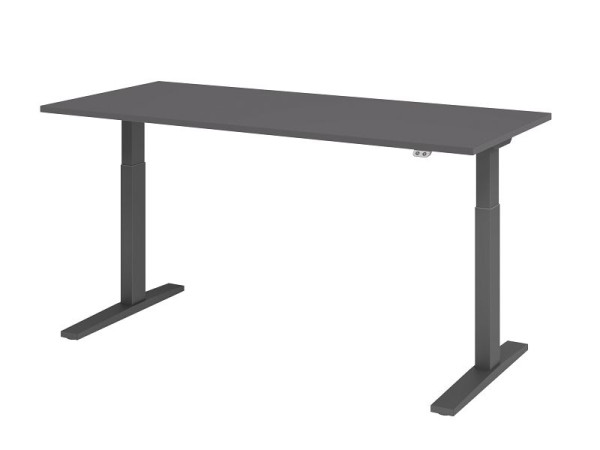 Hammerbacher bureau XMKA19, 180 x 80 cm, blad: grafiet, 25 mm dik, ABS dikke rand, rechthoekige vorm, grafiet, VXMKA19/G/G