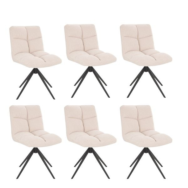 HOME DELUXE Draaibare eetkamerstoel set van 6 NODA – Cord Cream, 50872