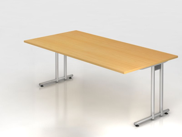 Hammerbacher bureau C-poot 200x100cm beuken/zilver, werkhoogte 72 cm, VNS2E/6/S