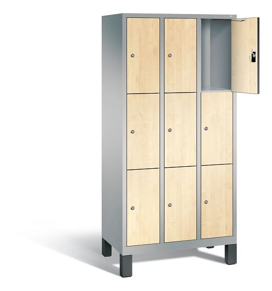 C+P lockerkast Evolo, H1850xB900xD500mm, kleur: wit aluminium / Donau esdoorn decor, 48010-303 S10184