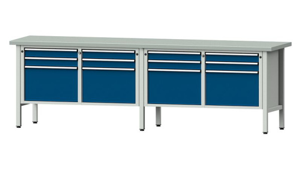 ANKE werkbanken kistwerkbank, model 233 V, 2800 x 700 x 890 mm, RAL 7035/5010, ZBP 40 mm, 305.061
