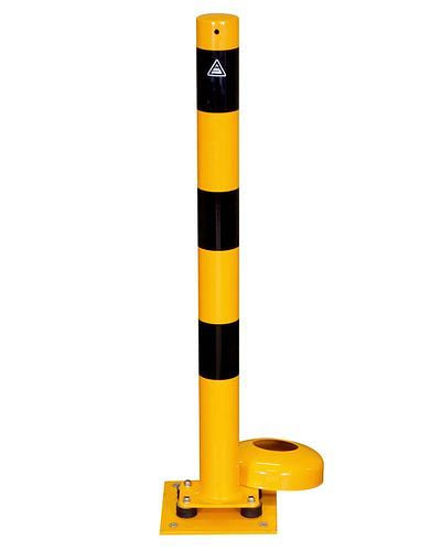 DENIOS bolder om te kantelen, geel-zwart, Ø 76 mm, hoogte 1000 mm, 249-366