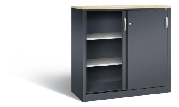 C+P dressoir met schuifdeuren Acurado, H1200xB1200xD500mm, kleur: zwartgrijs / vuurrood, beugelgreep, 3 niveaus, 2057-1200 S10349