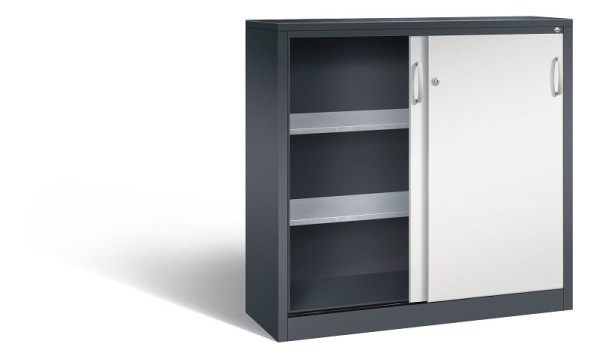 C+P schuifdeurkast Acurado, H1200xB1200xD400mm, kleur: zwartgrijs/lichtgrijs, beugelgreep, 2047-09 S10044