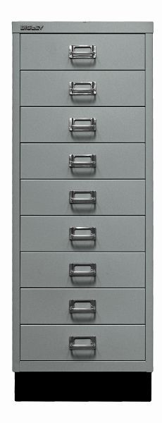 Bisley MultiDrawer™, 39-serie met onderstel, DIN A3, 9 laden, zilver, L39A39S355