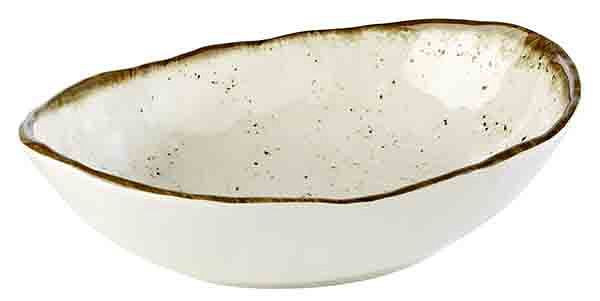 APS schaal -STONE ART-, 28,5 x 21 cm, hoogte: 7,5 cm, ovaal, melamine, binnenkant: decor, wit, rand: bruin, 84528