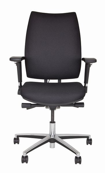 Bisley Upscale bureaustoel, gestoffeerd, onderstel gepolijst aluminium, zwart, DSU733