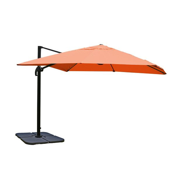 Mendler verkeerslichtparaplu HWC-A96, horecaparasol, 3x3m (Ø4,24m) polyester/aluminium 23kg, terracotta met standaard, draaibaar, 130672+31831+122472