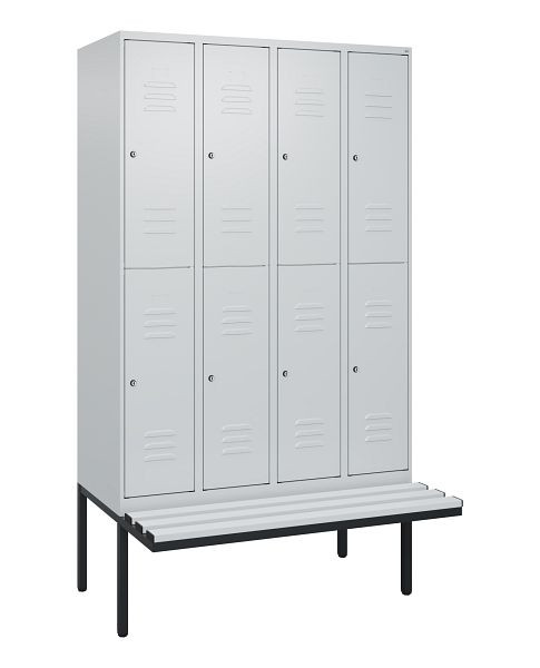 C+P dubbeldekskast Classic PLUS, 4 compartimenten, 2120x1200x815mm, 7035/7035, cilindersloten, zwevende zitting, 0803407-40 S10024