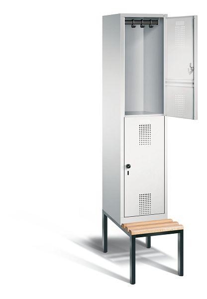 C+P locker dubbeldekker Evolo, H2090xB420xD815mm, kleur: lichtgrijs, 48350-12 S10012