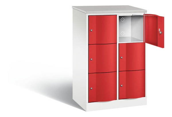 C+P lockerkast Resisto, H1255xB772xD540mm, kleur: verkeerswit / vuurrood, 8573-272 S10484