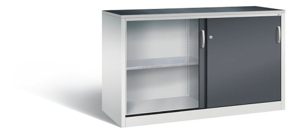 C+P schuifdeurkast Acurado, H1000xB1600xD600mm, kleur: lichtgrijs/zwartgrijs, beugelgreep, 2166-09 S10055
