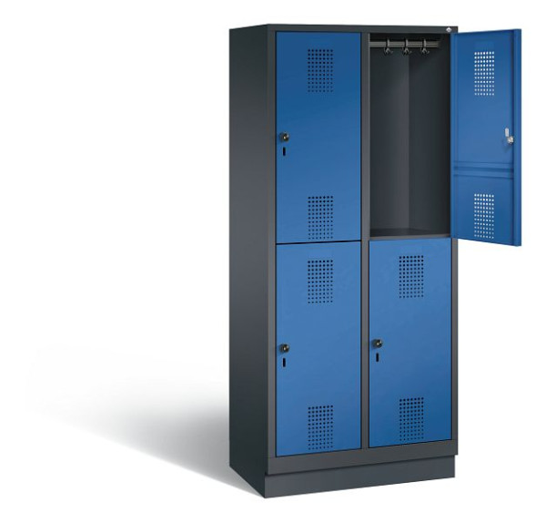 C+P locker dubbellaags Evolo, H1800xW810xD500mm, kleur: zwartgrijs / gentiaanblauw, 48320-22 S10070