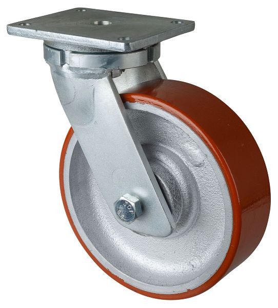 BS Rollen Zwaarlastwiel, wielbreedte 75 mm, wiel-Ø 250 mm, draagvermogen 1600 kg, gegoten polyurethaan 95 Shore A, gegoten wiellichaam, kogellagers, RR100.C10.251