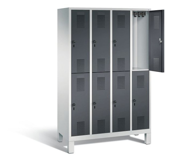C+P locker dubbeldekker Evolo, H1850xW1190xD500mm, kleur: lichtgrijs/zwartgrijs, 48310-40 S10204