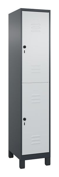 C+P Doppelstöckiger Spind Classic PLUS, Füße, 1950x400x500mm, 7016/7035, 080310-12 S10013
