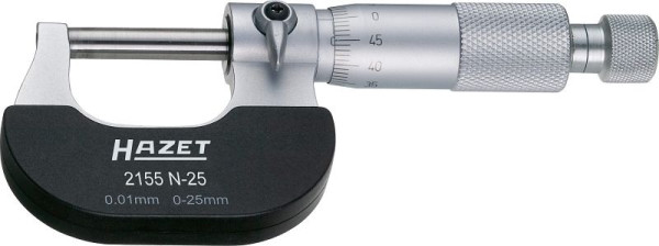 Hazet precisie micrometers, meetbereik 0 - 25 mm, spanring en voelermaat, 2155N-25