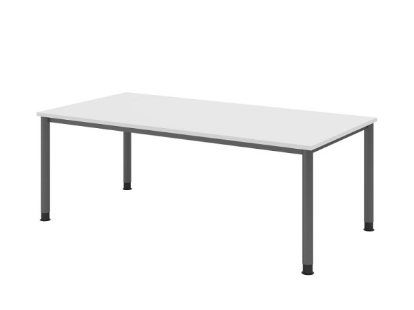 Hammerbacher bureau HS2E, 200 x 100 cm, blad: wit, 25 mm dik, 4-poots frame in grafiet, werkhoogte 68,5-81cm, VHS2E/W/G