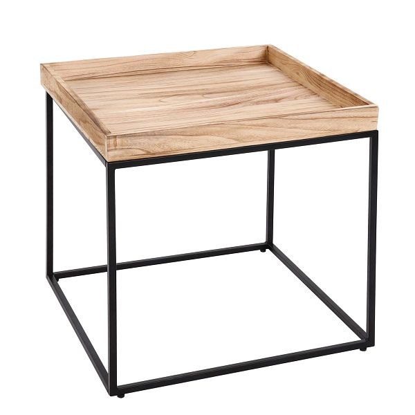 Mendler bijzettafel HWC-K71, salontafel salontafel tafel, paulownia hout metaal 60x60x60cm, natuurlijke kleur, 96857