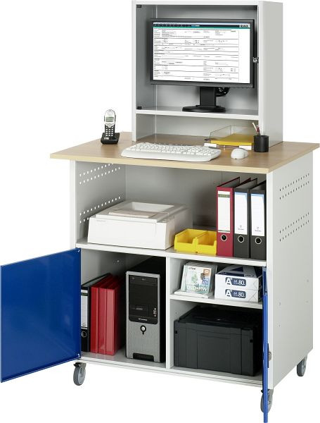 RAU computertafel, verrijdbaar, monitorbehuizing, 1100x1100x800 mm, 07-1023M3F.11