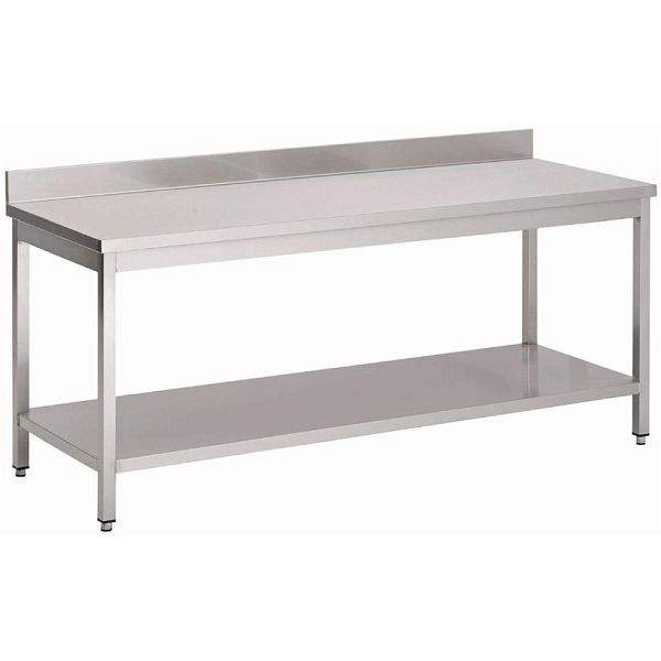 Gastro M werktafel van RVS met opstaande rand en plank 100cm, GS039