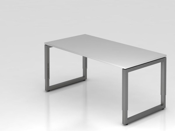 Hammerbacher bureau O-voet vierkant 160x80cm grijs/grafiet, rechthoekige vorm met zwevend tafelblad, VRS16/5/G