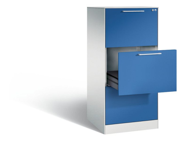 C+P archiefkast Asisto, H1310xB562xD600mm, kleur: lichtgrijs / gentiaanblauw, beugelgreep, 146224-321 S10012