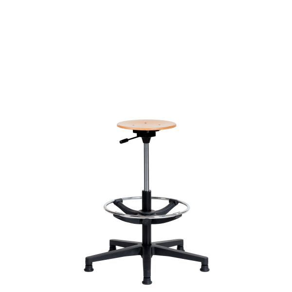SOFAME werkkruk NATUR met glijders en voetring, zithoogte 52-78 cm, polyamide onderstel, W050010014