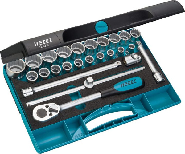 Hazet dopsleutelset, hol vierkant 12,5 mm (1/2 inch), uitwendig dubbel zeskant trekprofiel, aantal gereedschappen: 25, 900Z