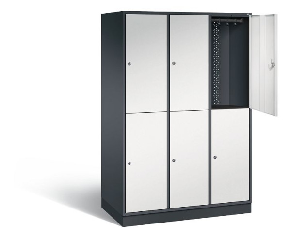 C+P locker dubbellaags XL Intro, H1950xW1220xD590mm, kleur: zwartgrijs/lichtgrijs, 8270-303 S10021