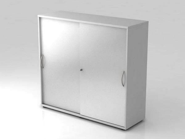 Hammerbacher schuifdeurkast 3OH 120cm gebogen greep grijs/zilver, 120x40x110 cm (BxDxH), V1753S/5/S/BM