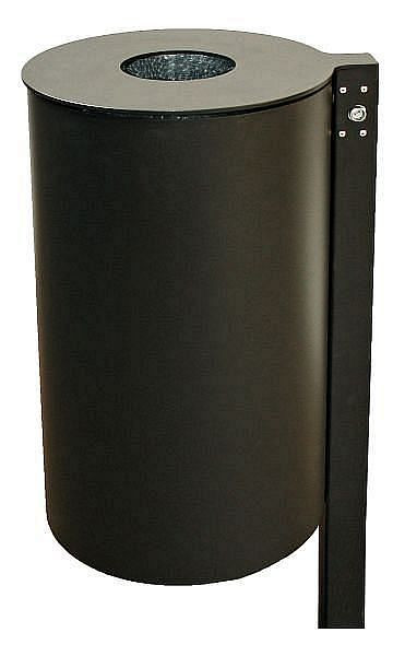 Renner afvalbak met paal ca. 60 L, om in beton te plaatsen, zonder asbak, afmetingen container: Ø 410 x H 705 (mm), zwartgrijs, 7705-00PB 7021