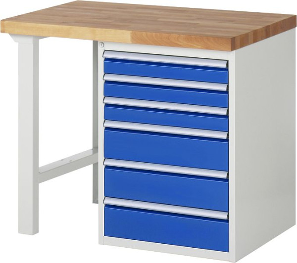 RAU werkbank serie 7000 - modulair ontwerp, onderbouwbak (6x laden), 1000x840x700 mm, 03-7515A1-107B4S.11