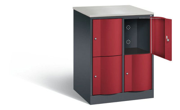 C+P XL lockerkast Resisto, H1077xW772xD640mm, kleur: zwartgrijs/robijnrood, 8472-273 S10027
