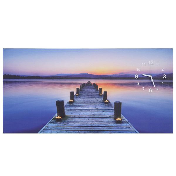 Mendler LED-foto, canvas foto verlichte foto muurschildering, timer brug flikkerende wandklok 110x55cm, 69285