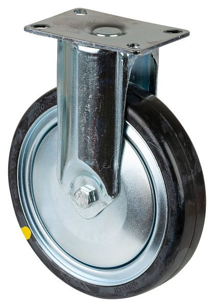 BS Rollen Zwaar apparatenwiel, breedte 32 mm, Ø150 mm, 100 kg, grijs rubber, elektrisch geleidend, kunststof wiellichaam, kogellager, plaat, C110.A89.150