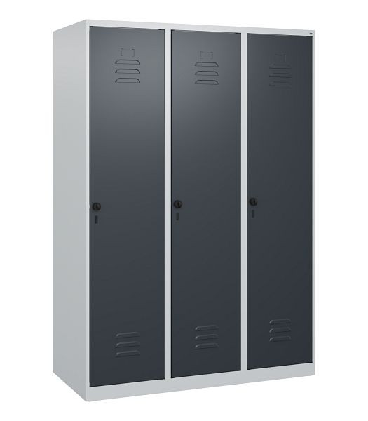 C+P luierkluis Classic PLUS met middenwand, 3 vakken, 1700x1200x500mm, 7035/7016, veiligheidsdraaigrendel, 0800007-32F S10007