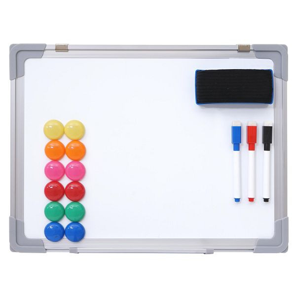 Mendler Whiteboard HWC-C84, magneetbord, memobord, prikbord, inclusief toebehoren, 40x30cm, 61831