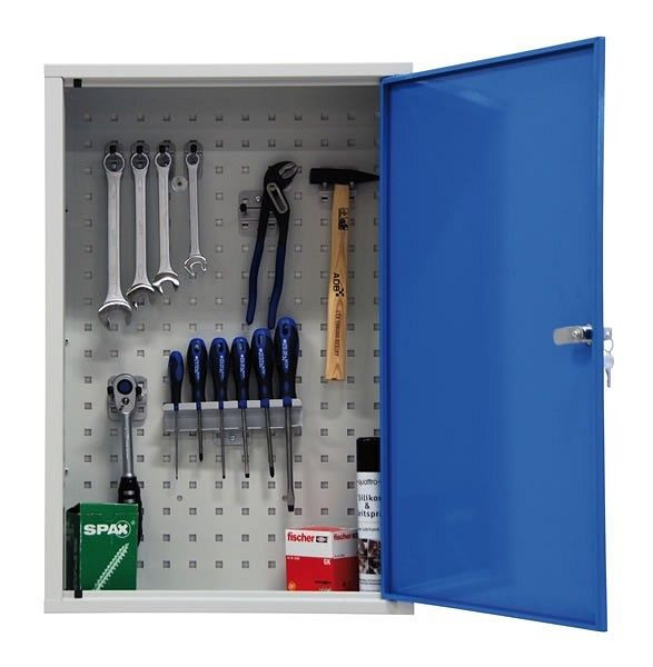ADB 1-deurs wandkast met plank, afmetingen: H x B x D: 750 x 500 x 200 mm, corpuskleur: lichtgrijs (RAL 7035), deurkleur: lichtblauw (RAL 5012), 52601