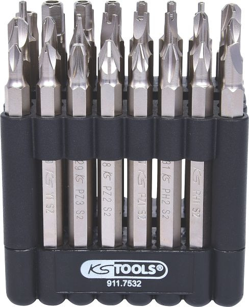 KS Tools 1/4" bitset, 75 mm, 32-delig met veiligheidsbits, 911.7532